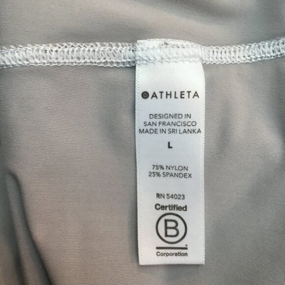 Athleta Womens Large Light Gray Short Sleeve Knot Front Activewear Top Nylon/Spa - Picture 6 of 7
